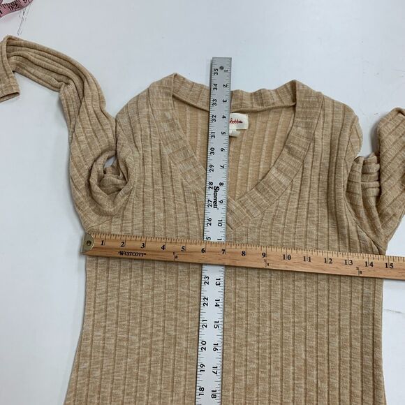 Deletta Sweater Dress Womens S Small Ribbed Deep V Neck High Low Split Hem - Picture 8 of 14